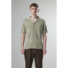NN07 Pale Green Henry linen Knit Short Sleeve Shirt