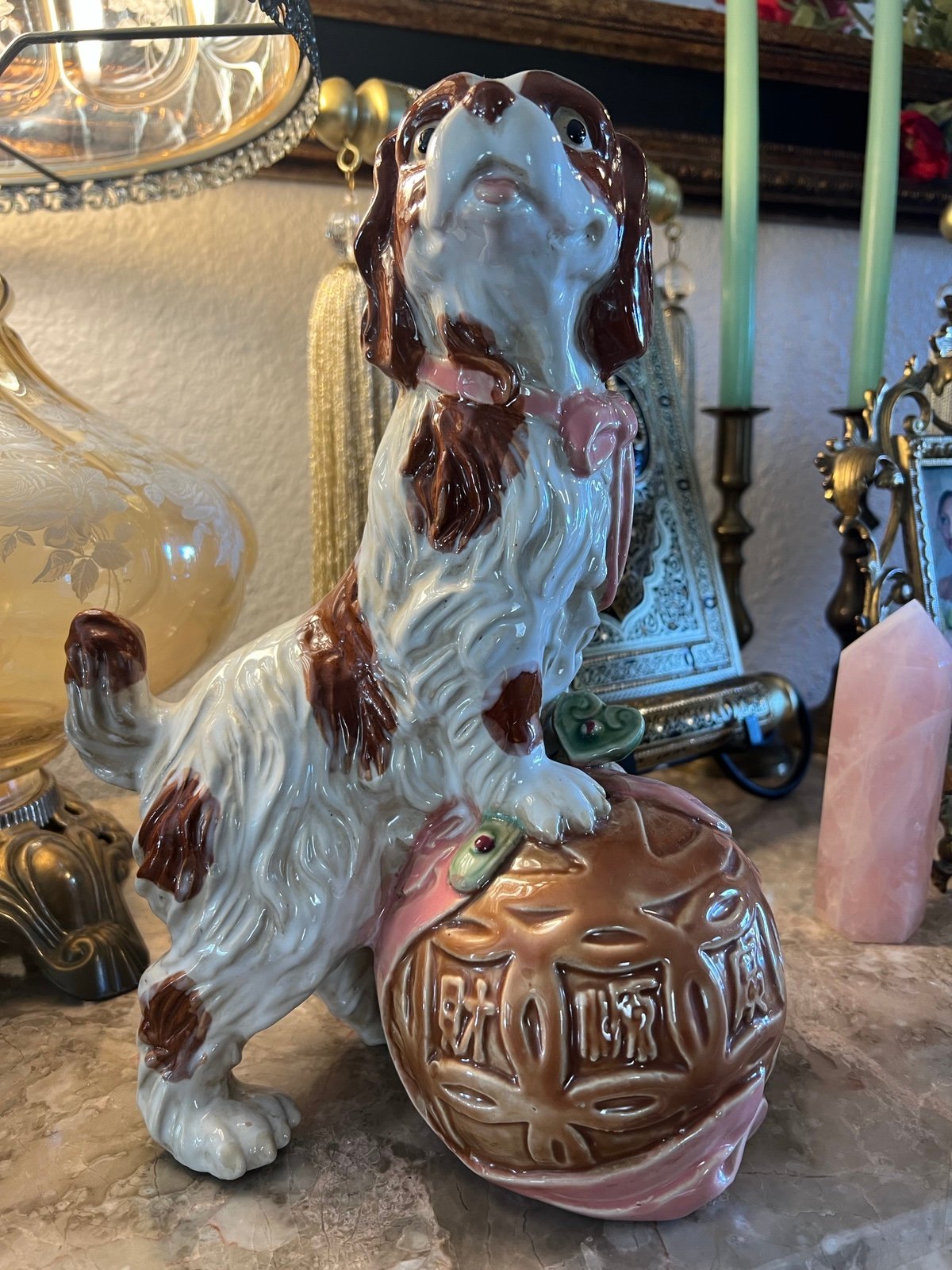 1960s Staffordshire Ceramic Spaniel Statue Figurine MCM