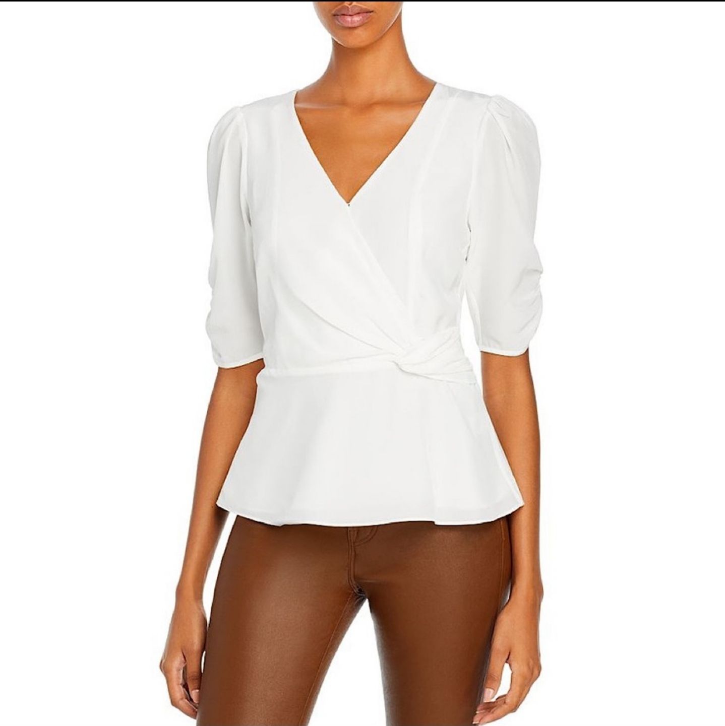 NWT Parker Juniper Silk Surplice Blouse in Ivory