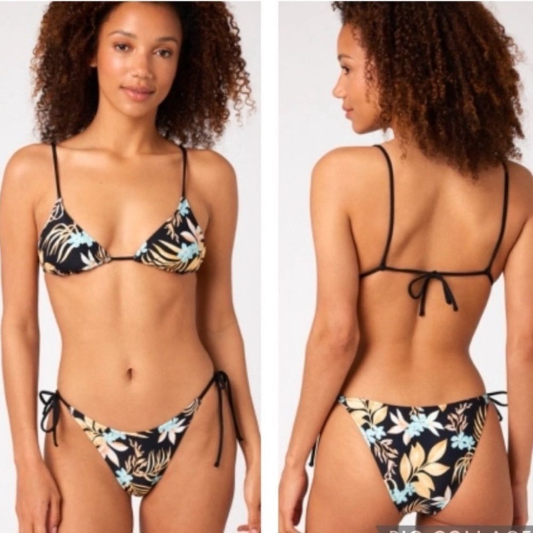 NEW RIP CURL Sun Dance Tri Set in Black Beach Womens Resort Wear Size Large