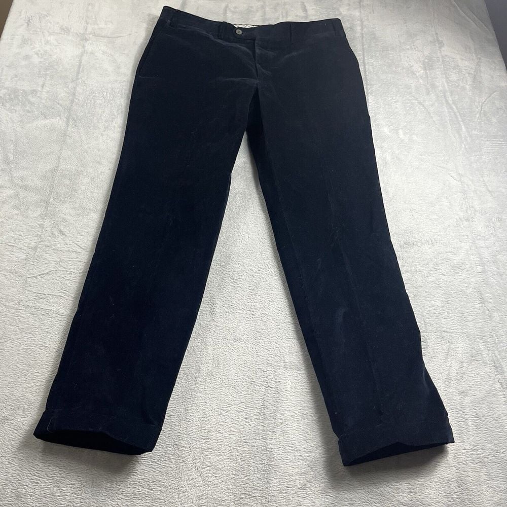 Canali Dress Pants Mens 37x31 Blue Corduroy Straight Leg Slacks Made in Italy