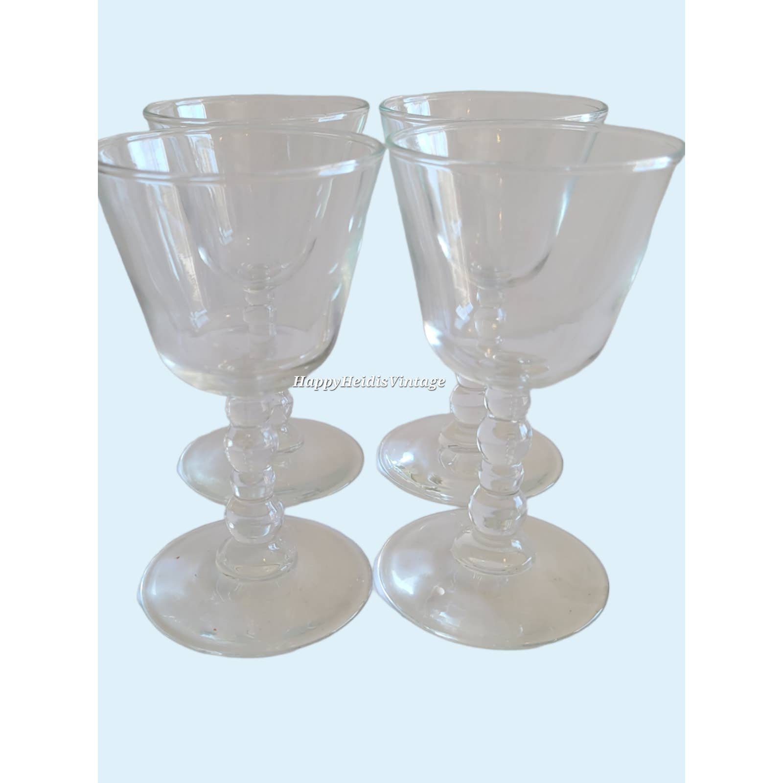 Vintage Imperial Clear Candlewick Bubble Stem 4 Wine Glasses Stemware