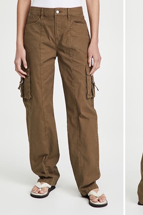 GOOD AMERICAN Cargo Pants Green Military Y2K Size 2 26 Small NEW Straight Leg.