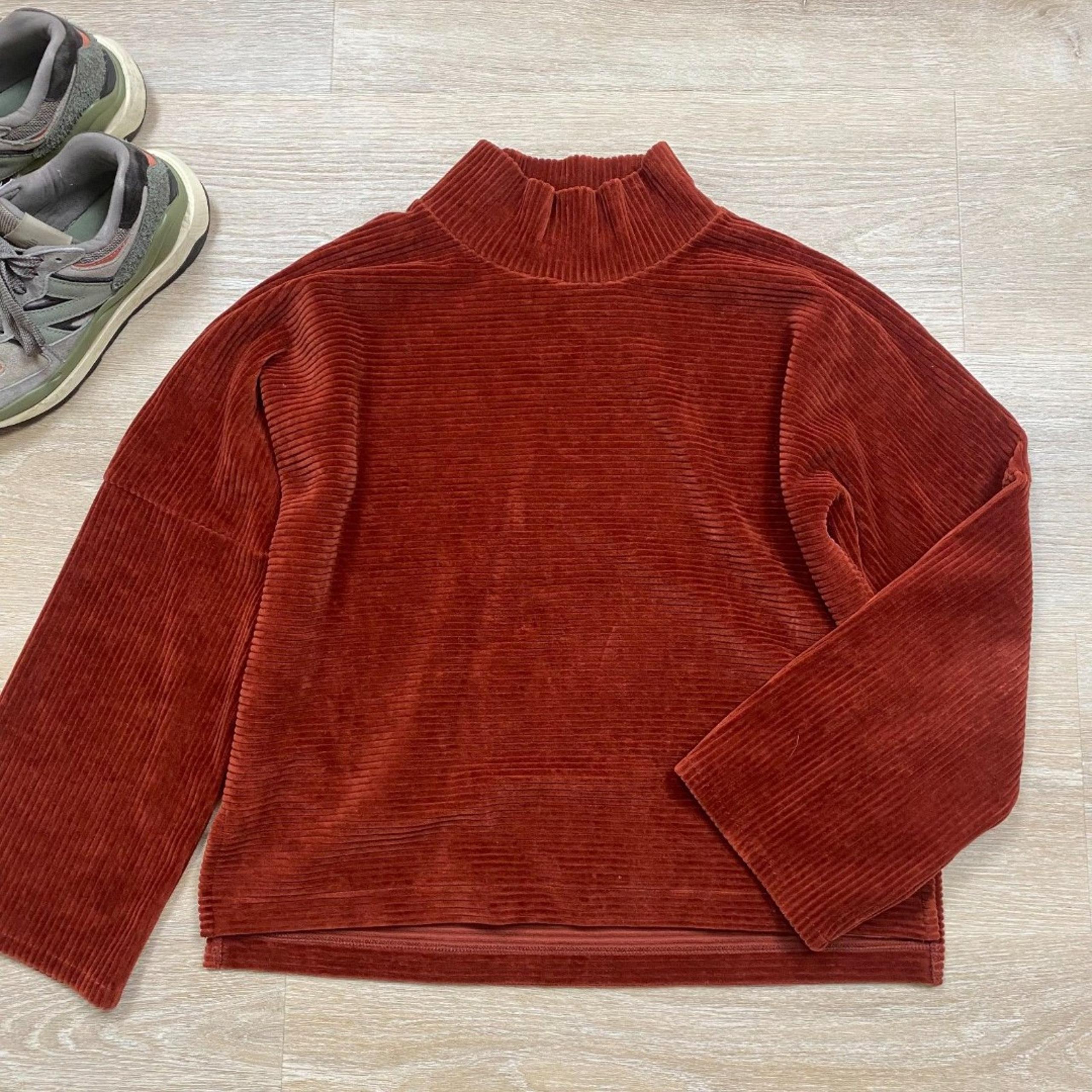 Madewell Texture & Thread Velour Corduroy Mockneck LS Women's M Color Warm Sand