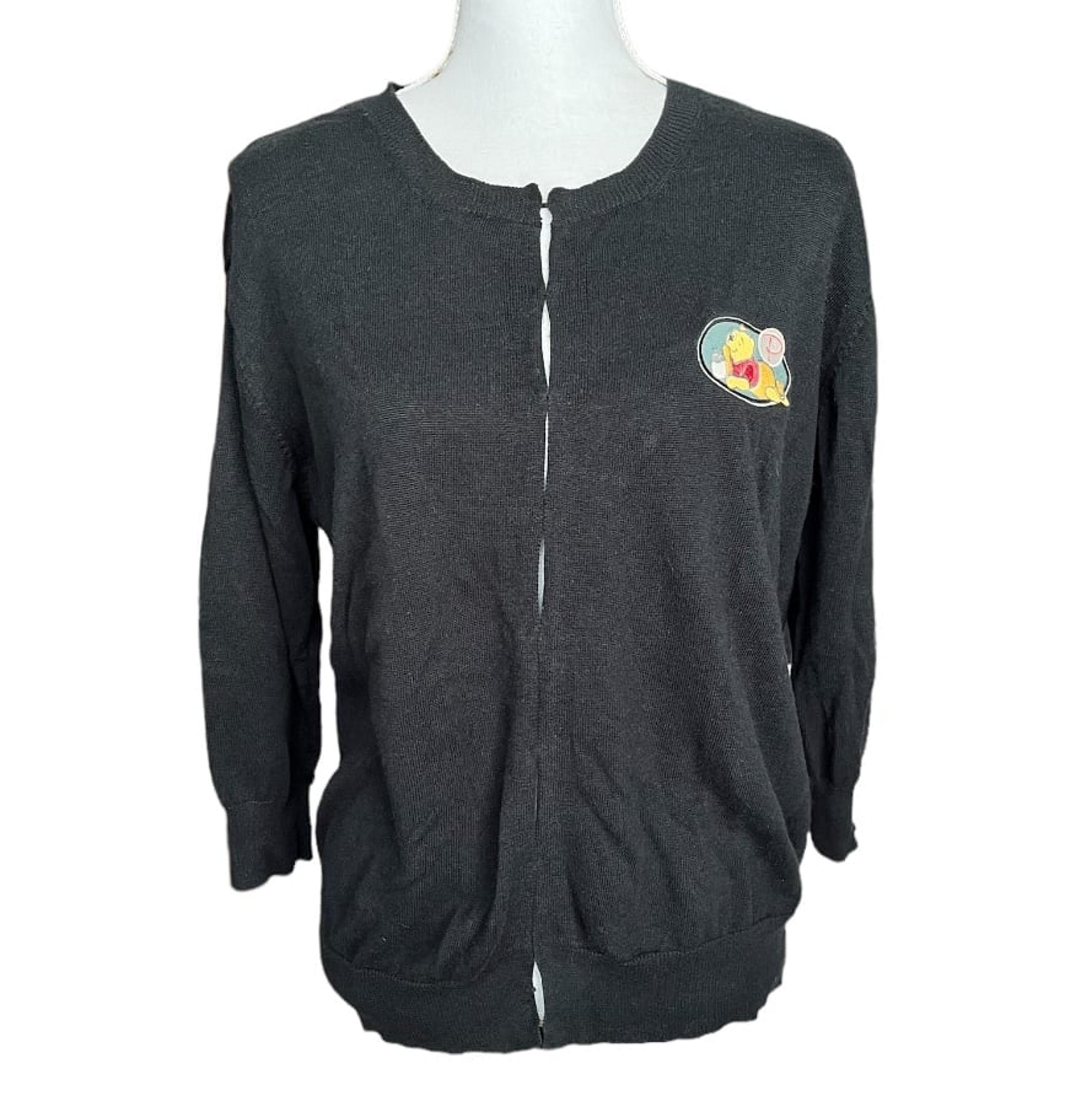 Vintage Disney Store Winnie The Pooh Cardigan Sweater Black Women’s Size M