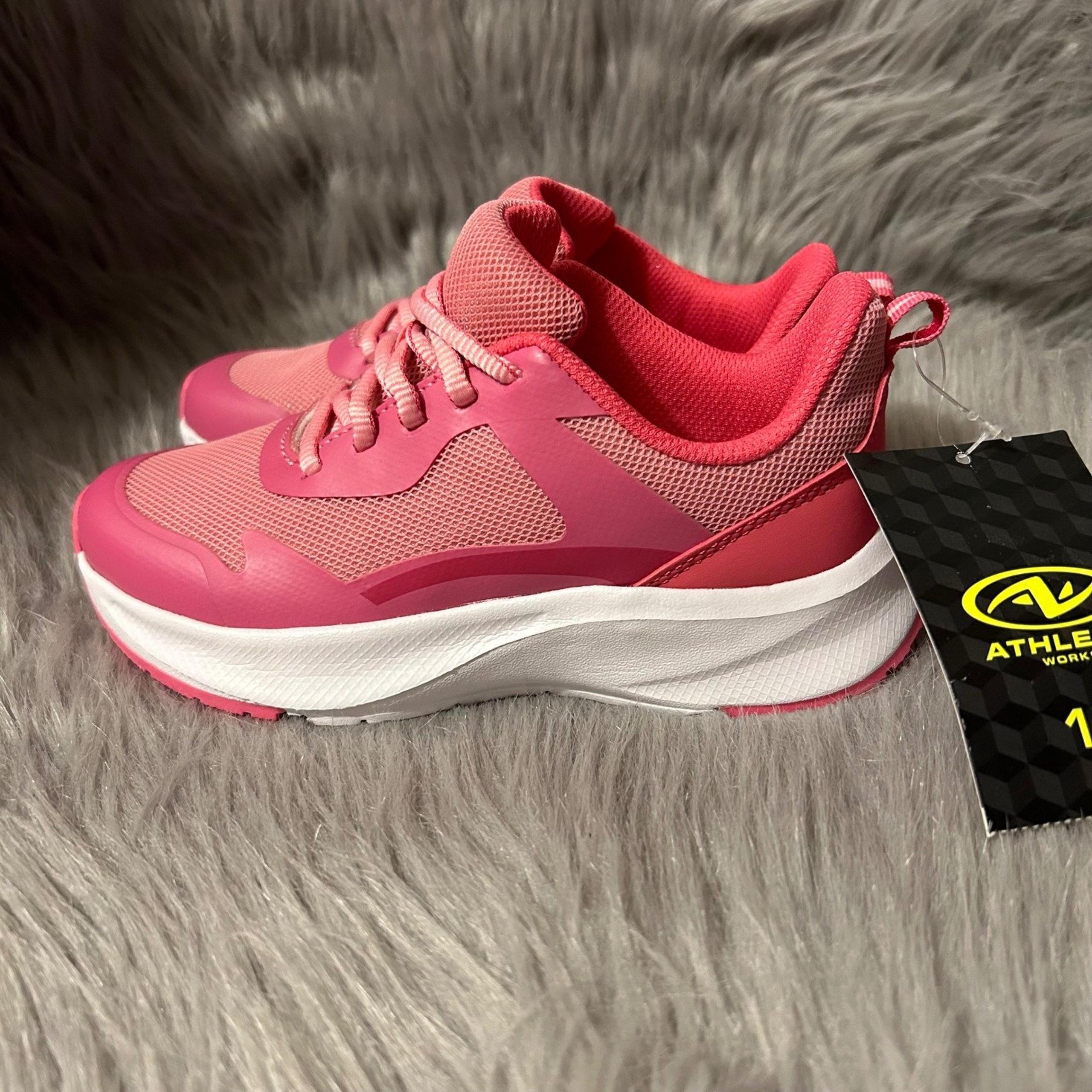 Athletic Works Sneakers Girls Size 13 Pink Lace Up Jogger Shoes Memory Foam