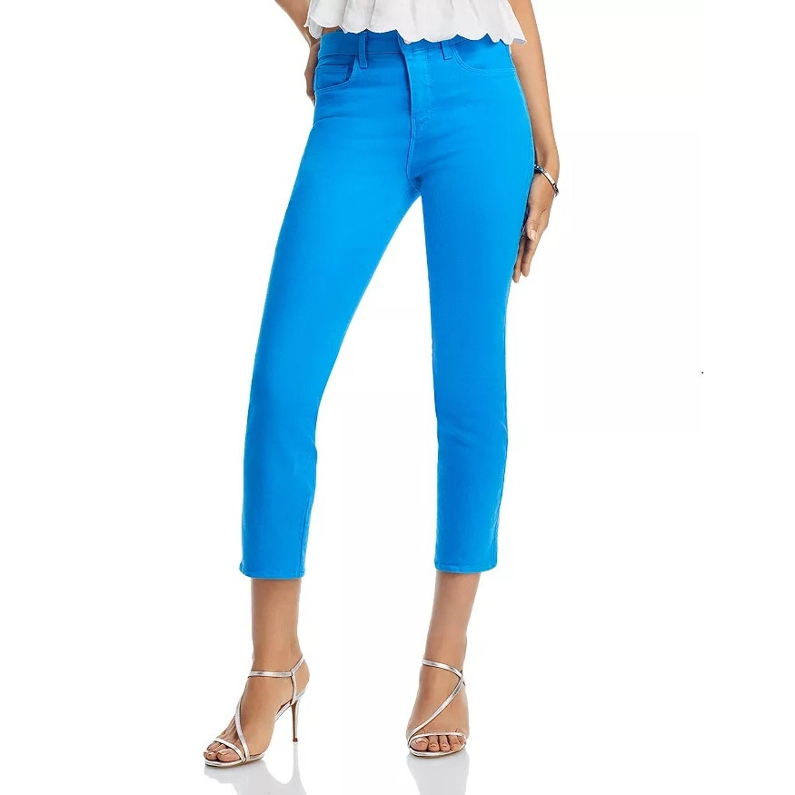 Alexia Crop Jeans Size 23 Neon Blue High Rise Slim Fit 5-Pocket - L'AGENCE