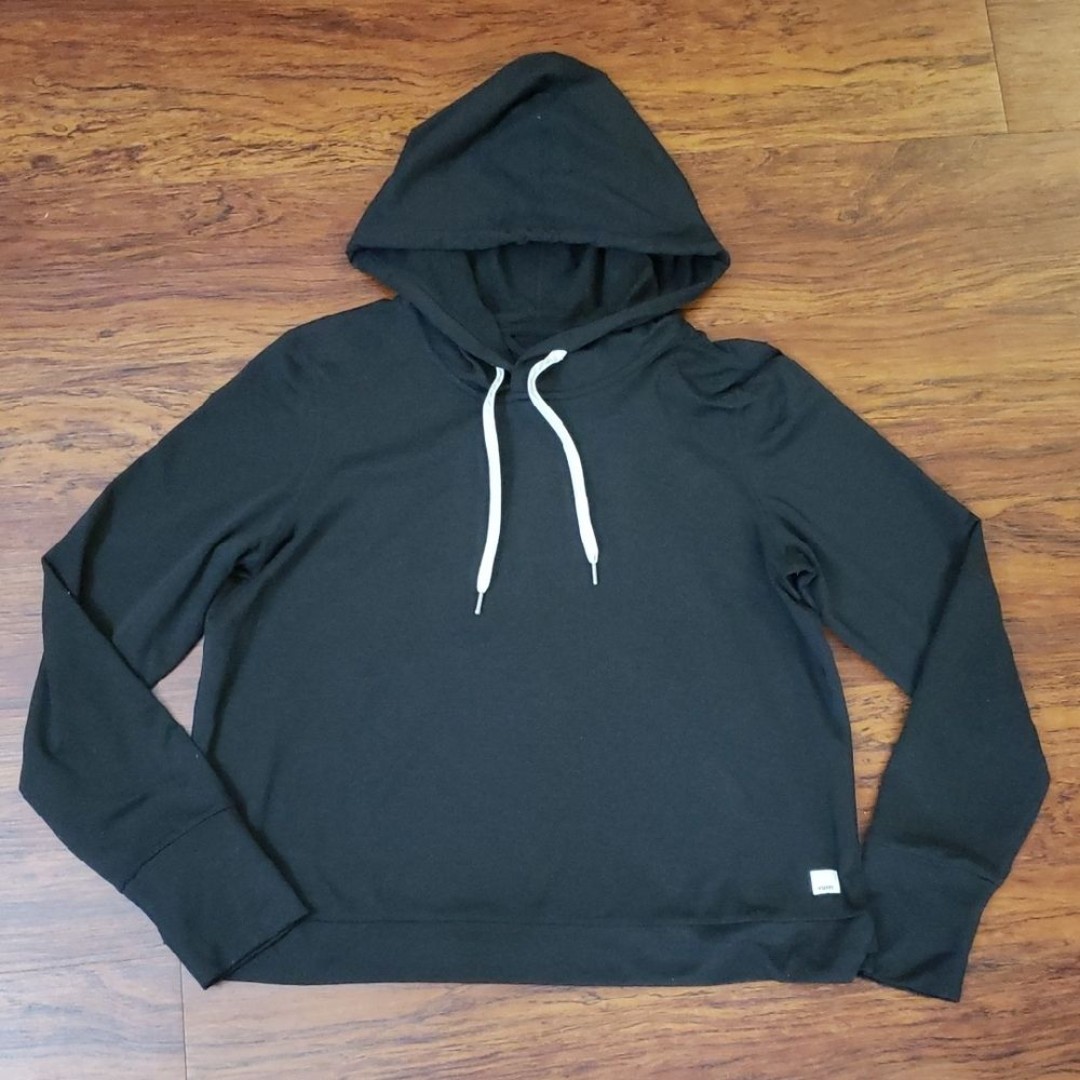 Vuori Black Hooded Long Sleeve Sweatshirt Size Medium