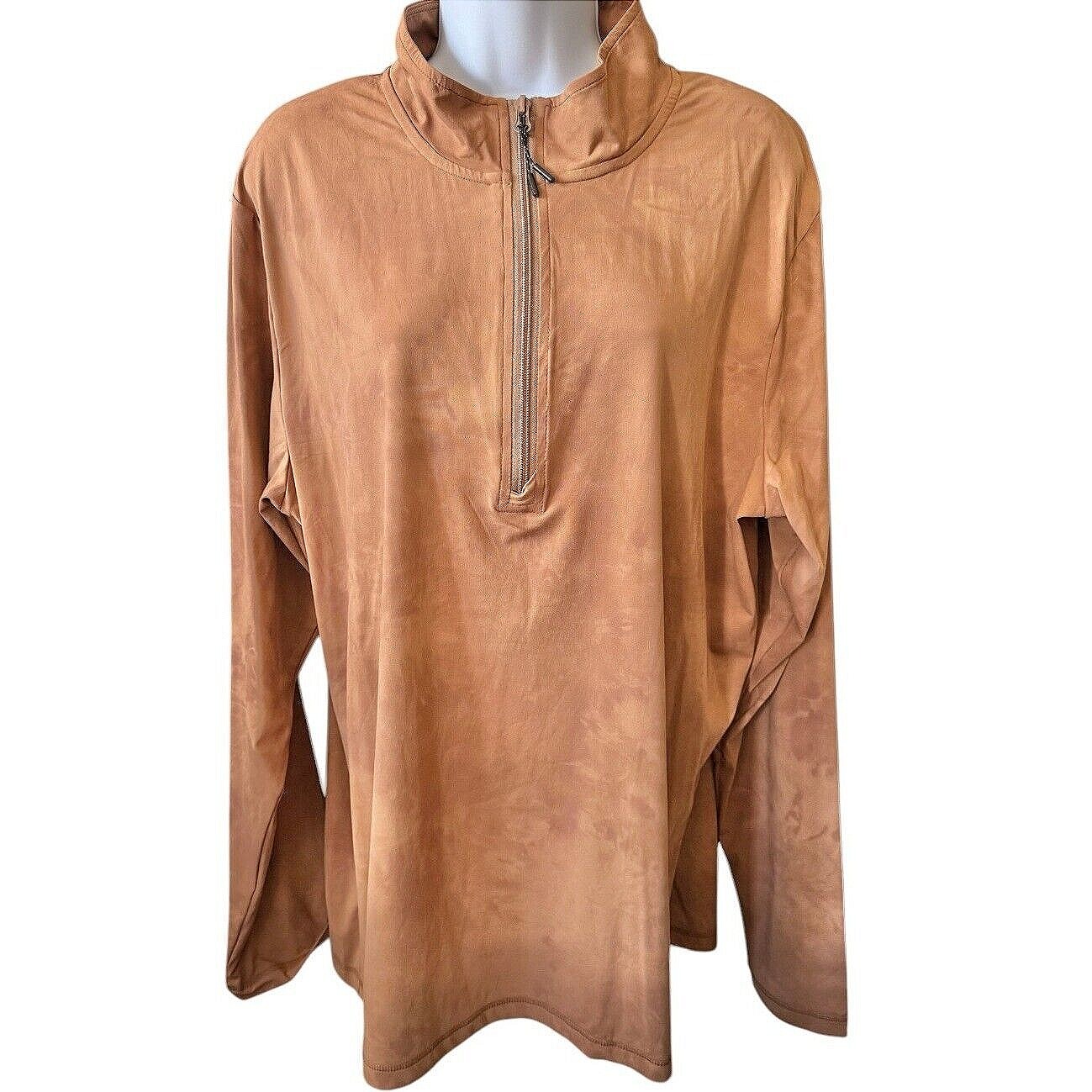 Glyder Quarter Zip Women's Pullover Long Sleeve Athletic Top Camel Size L