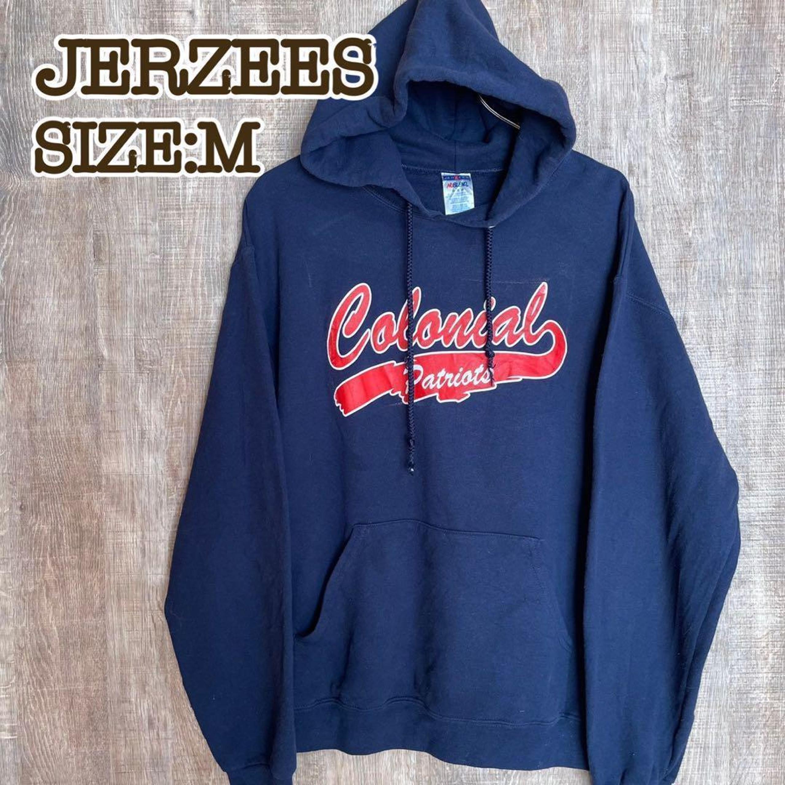 JERZEES Hoodie Sweatshirt Navy M College Logo
