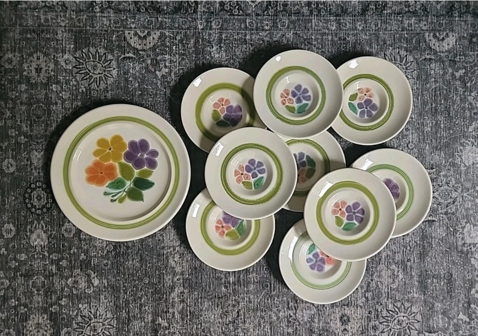 Vintage Franciscan Floral Earthenware Set 10 Salad Bread Plates Cottagecore Boho