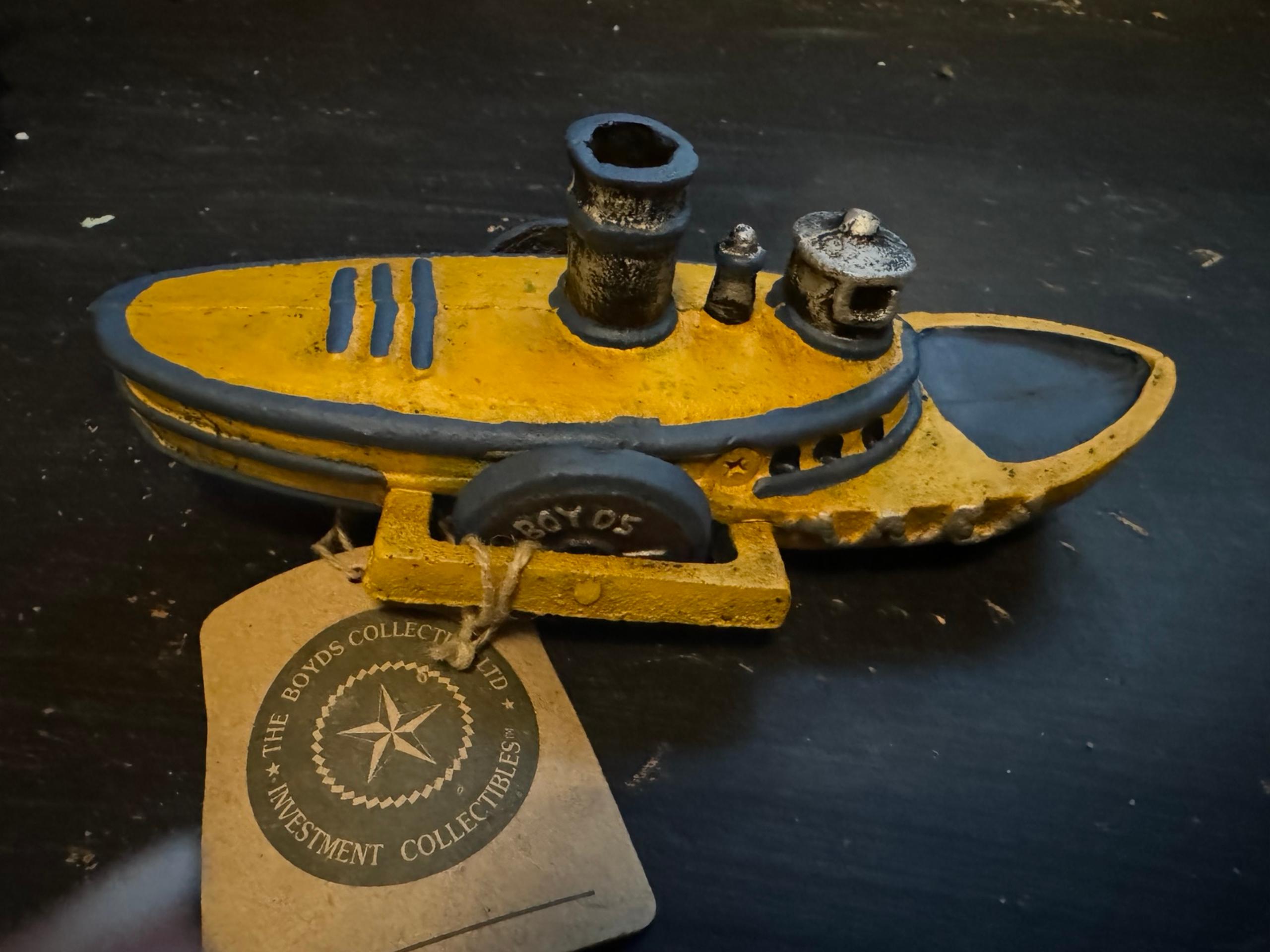 Boyd’s bears Cast Iron Yellow Boat