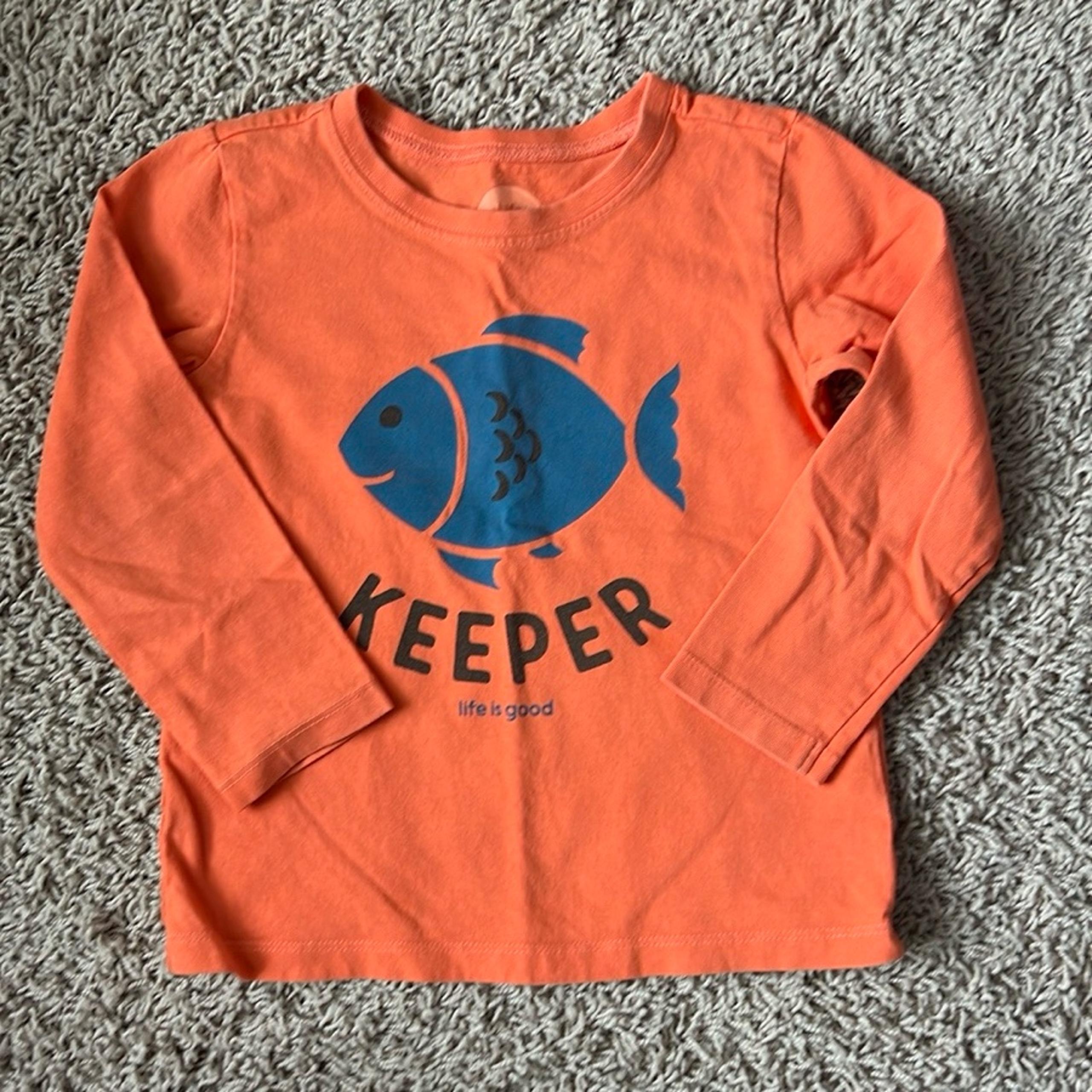 Life is Good orange fish long sleeve shirt for boys size 4T