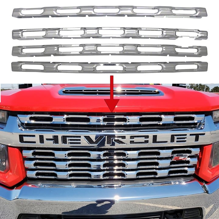Chrome Grille Grill Insert Overlay FOR 2020-2023 Chevy Silverado 2500 3500 HD