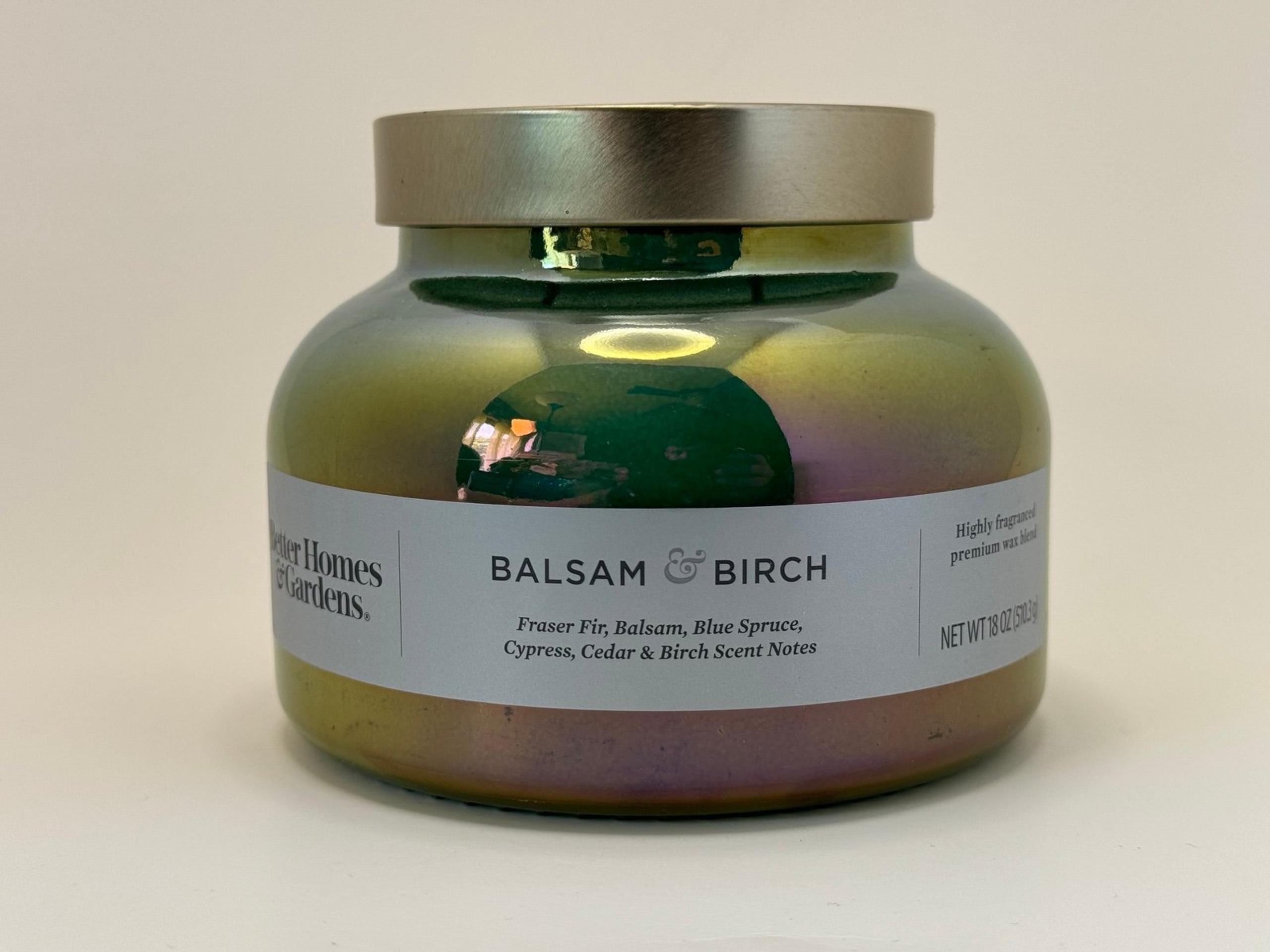 Better Homes & Gardens 18oz Balsam& Birch 2-Wick Glass Bell Jar Candle