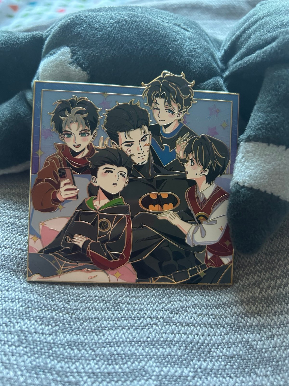Orangeshapins Batfamily Panel Enamel Pin (Gold/Blue Variant)
