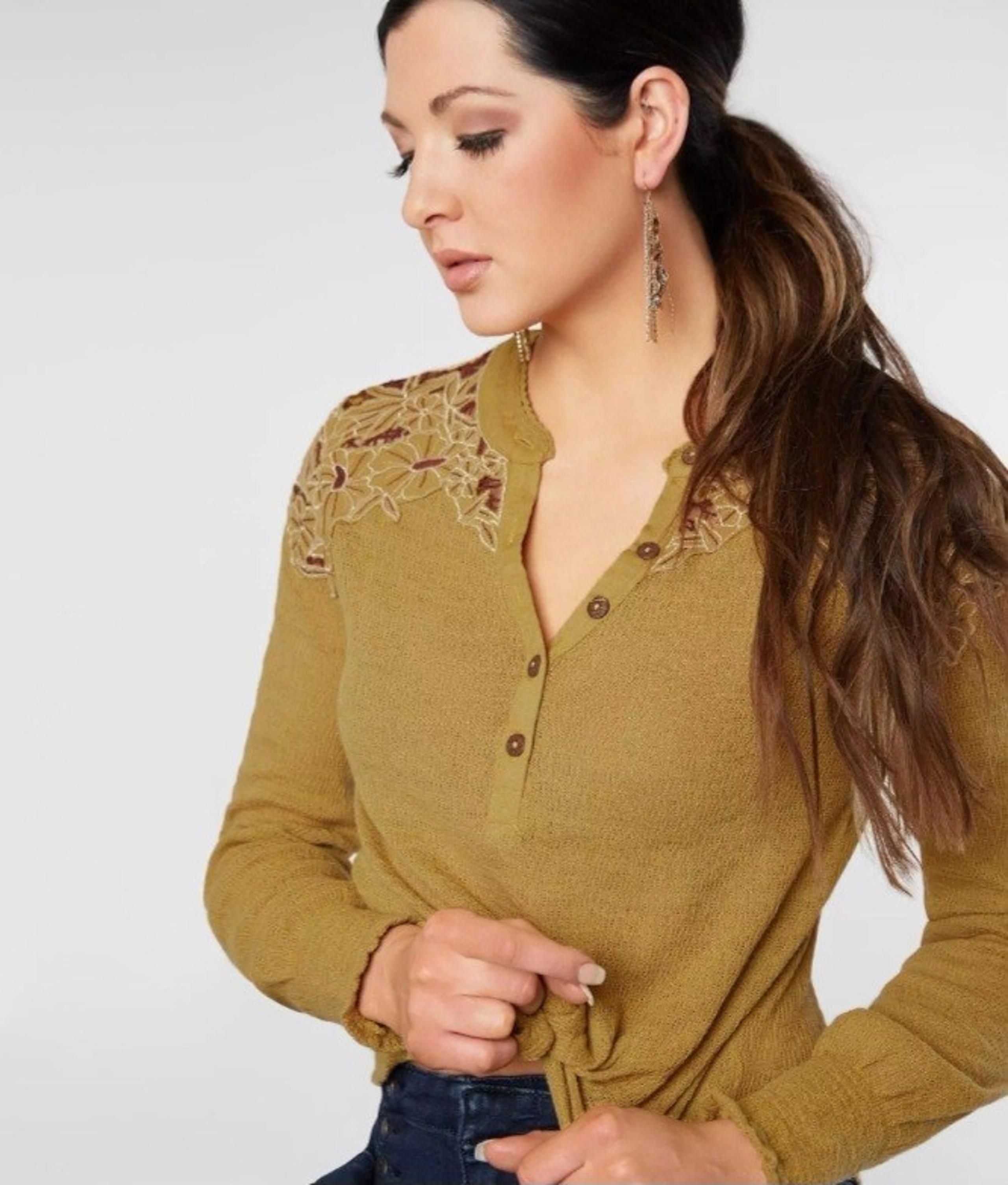 Free People Long Sleeve Textured Knit Top Size Large NEW NWT Easy Breezy