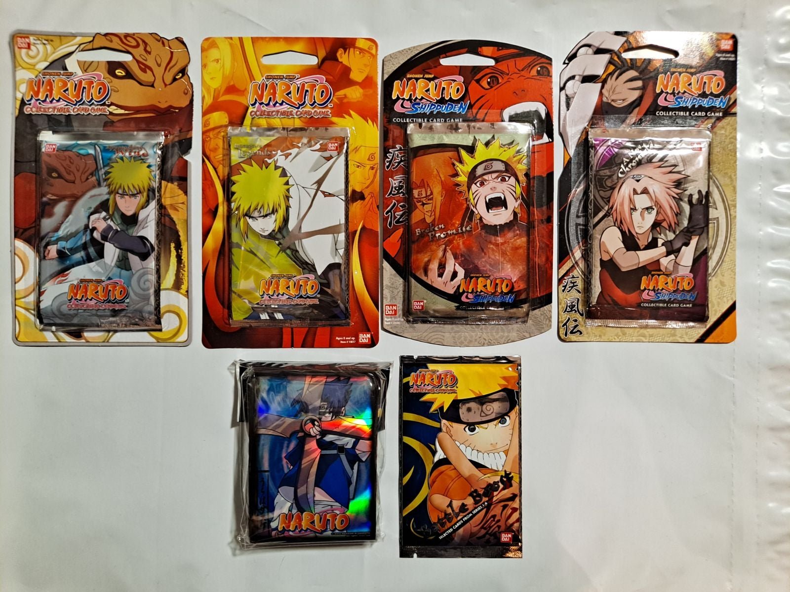 5X NARUTO BLISTER BOOSTER PACKS LOT + NARUTO CARD SLEEVES CARD GAME TCG CCG