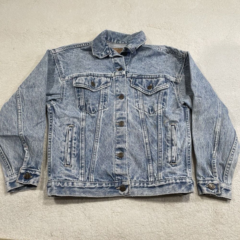 Vintage Levis Jean Jacket Women Large Blue Medium Light Wash Made In USA