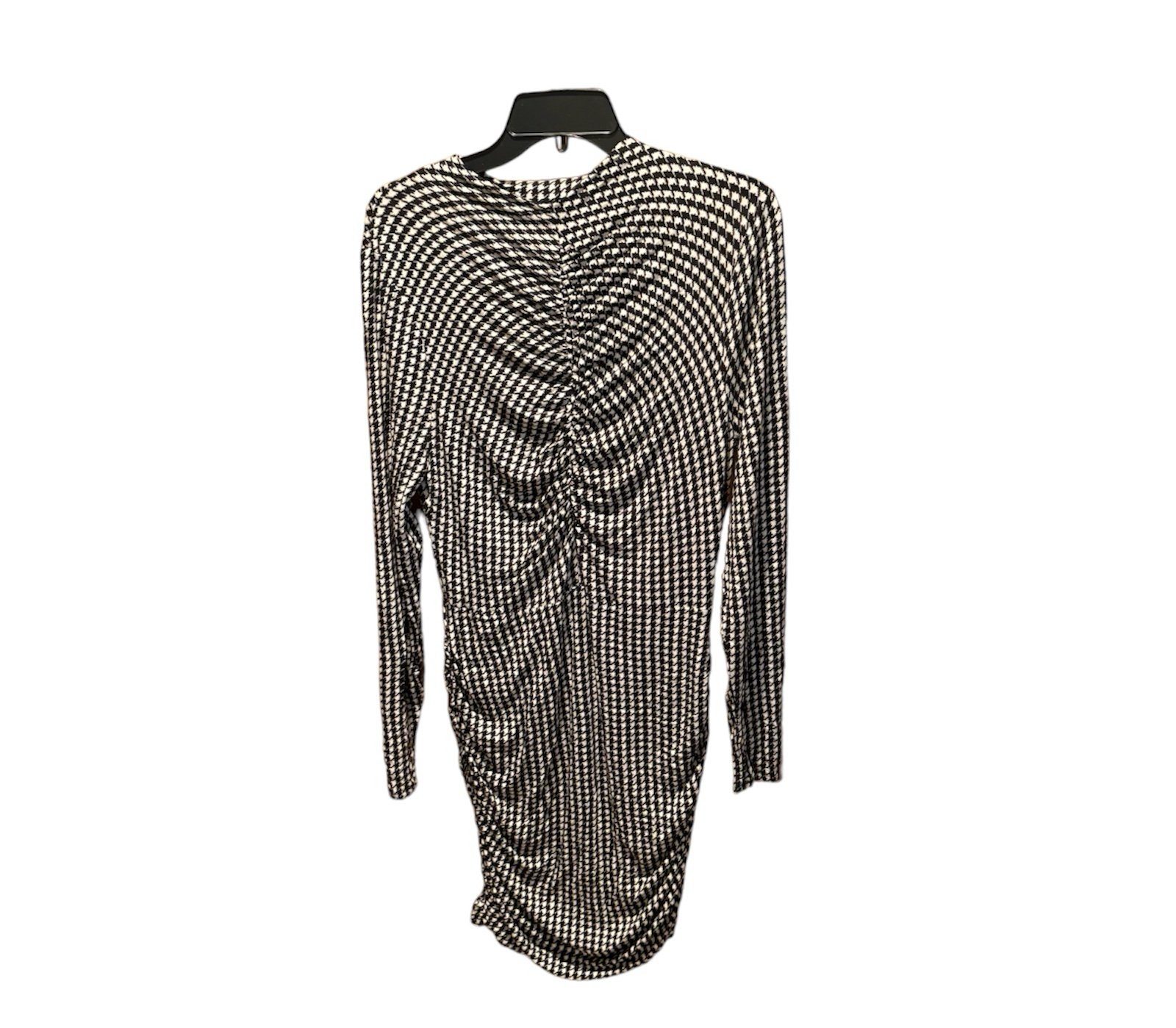 Veronica Beard Mizani Houndstooth Ruched Long Sleeve Dress Large NWT