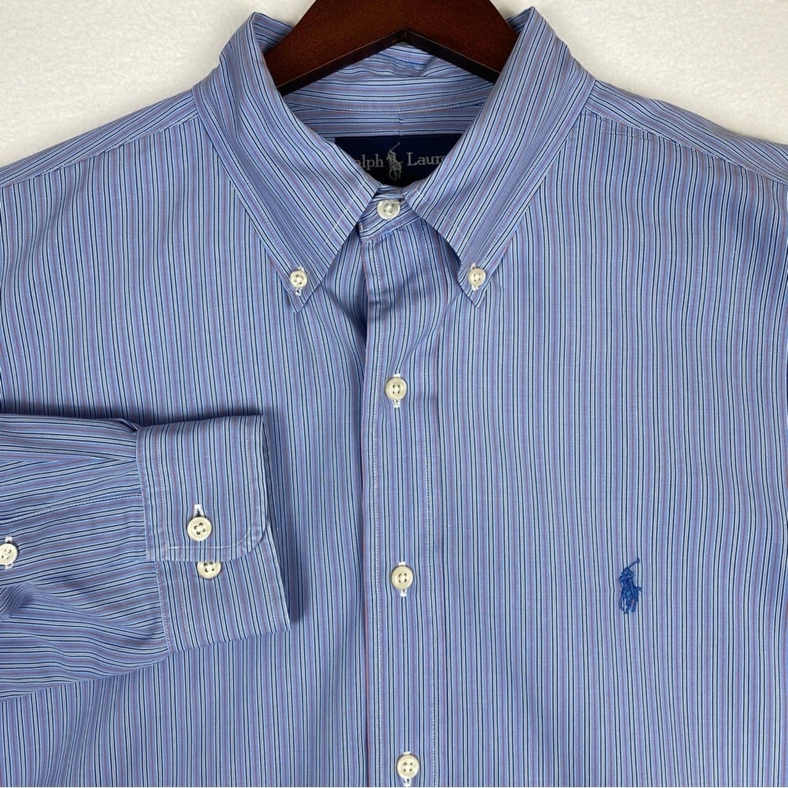 Ralph Lauren Men's 16.5 Dress Shirt Striped Classic Fit Embroidered Pony