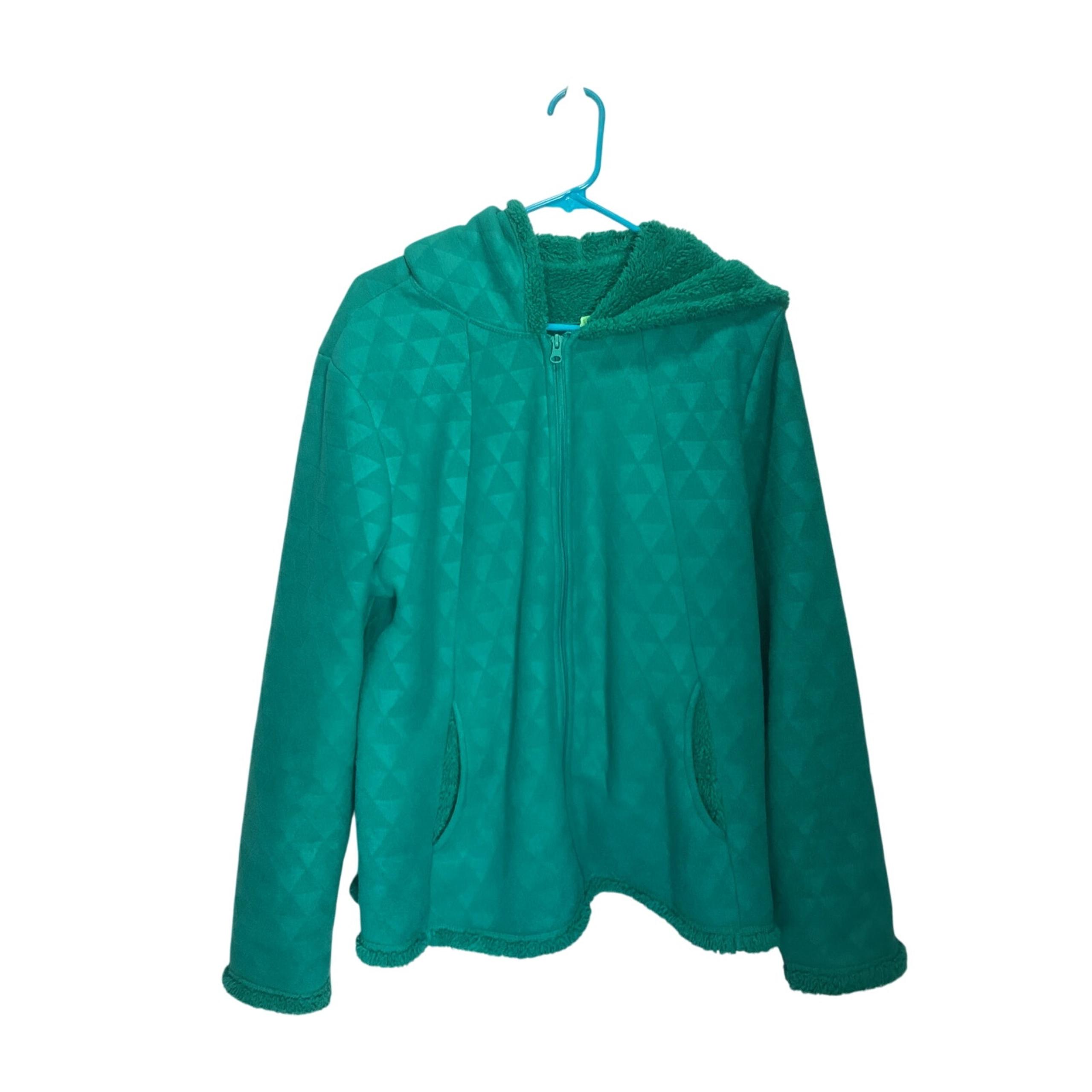 Faded Glory Women’s Zip Up Hooded Fleece Sherpa Jacket Front Pockets Size XL