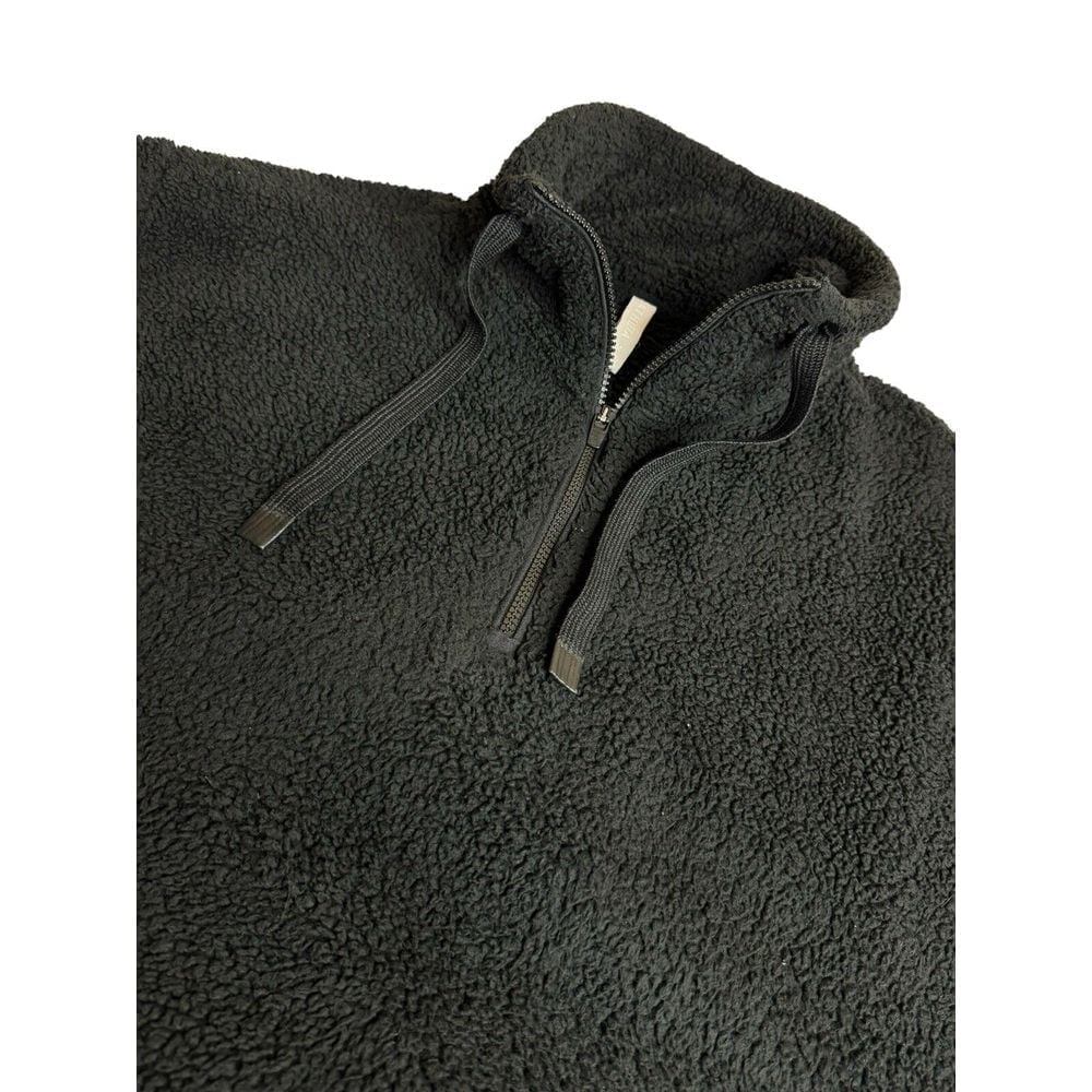 Athleta Sherpa Sweater Womens Medium Black Quarter Zip Fleece Cozy Winter