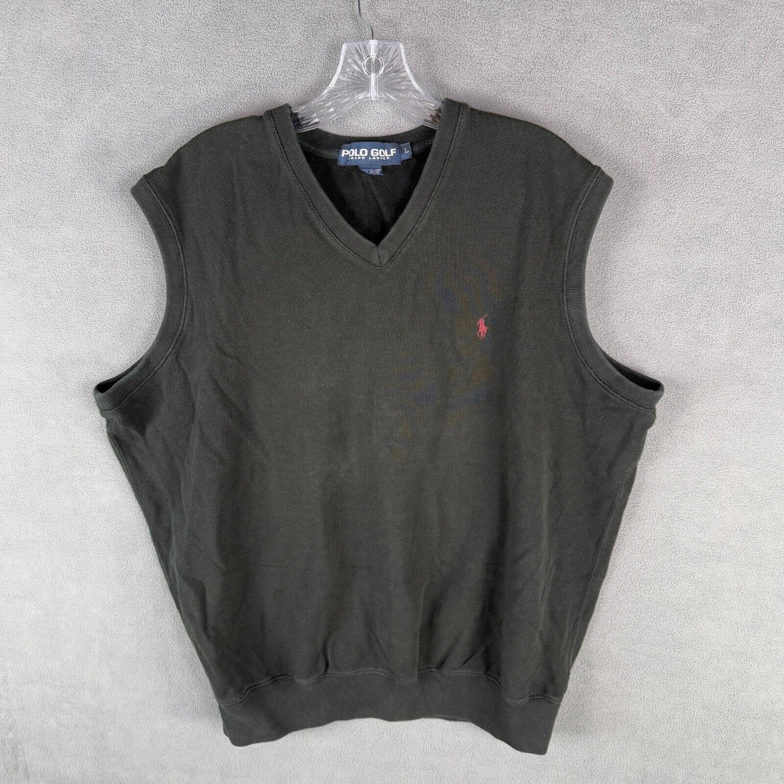 VTG 90s Polo Ralph Lauren Golf Sweater Vest Mens Large Black Pullover V Neck