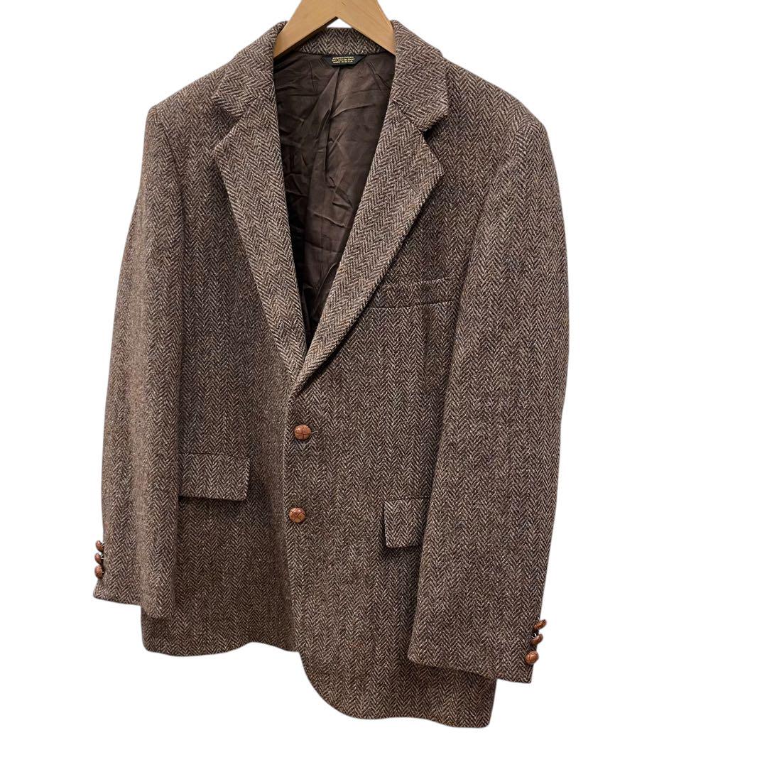 80s HARRIS TWEED/Herringbone/Tailored Jacket