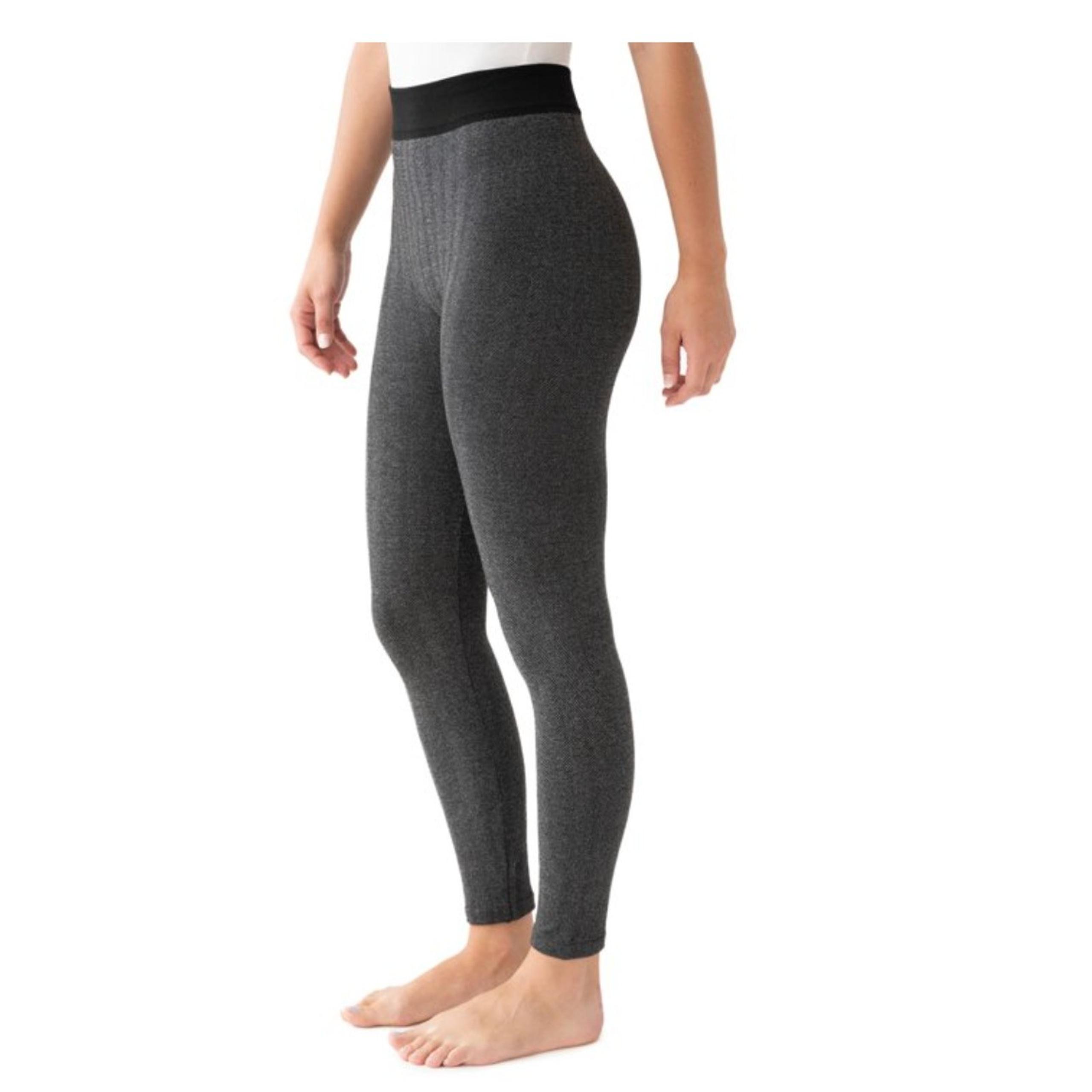 MUK LUKS Womens Fleece Lined Leggings NWT Gray with Black Trim