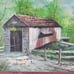 Mid-Century Charm: Original Forrestor Oil Painting of Covered Bridge - 16x13