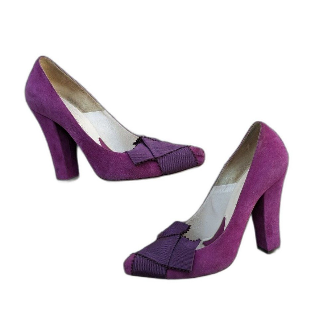 Vintage ALESSANDRO DELL’ACQUA Suede Chunky Heel Pumps Sz 7 Made In Italy