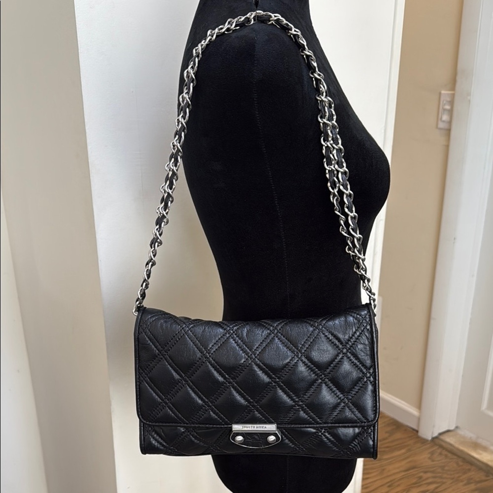 Judith Ripka Black Quilted Chain Shoulder Bag