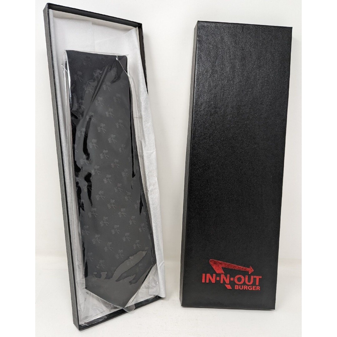 In N Out Burger Neck Tie Black Palm Tree Employee Gift New With Box