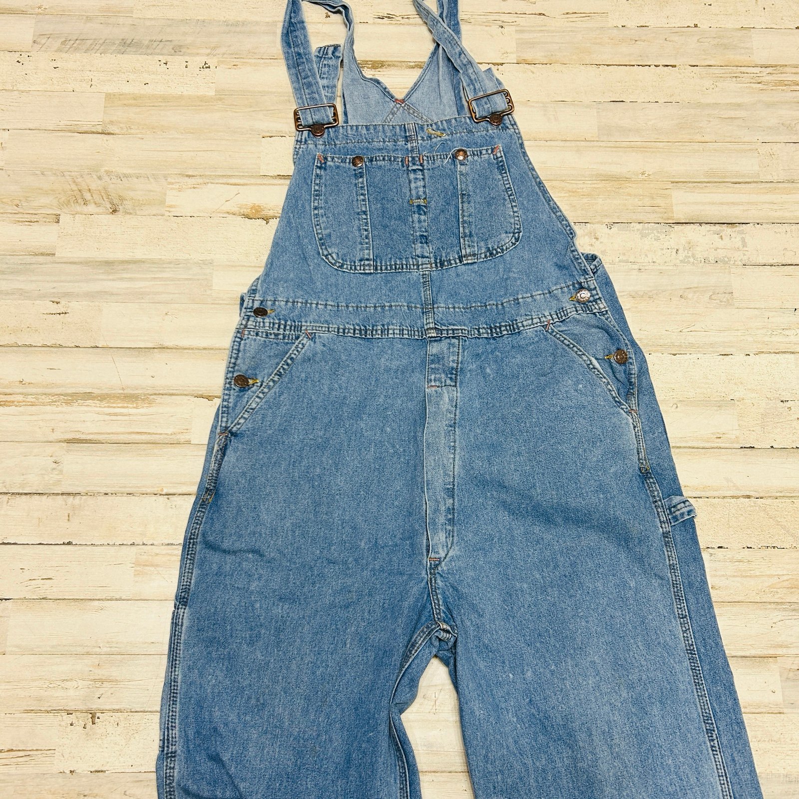 Vintage Todays News Overalls Men’s Sz 36 x 31 Blue Denim Jeans Bibs Made In USA