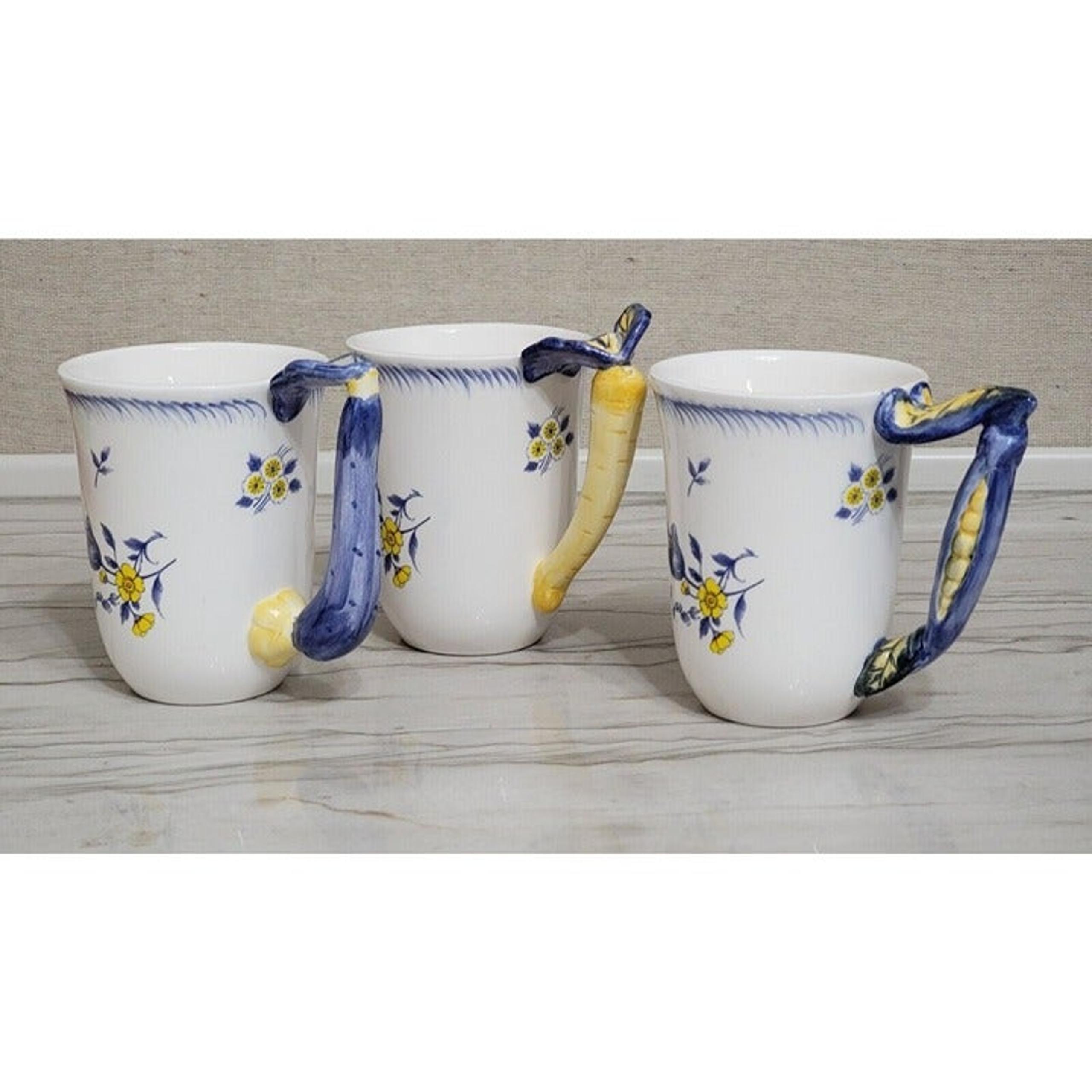 Spode IMPERIAL GARDEN Coffee Cups Mugs Carrot Sweetpea Zucchini  RETIRED