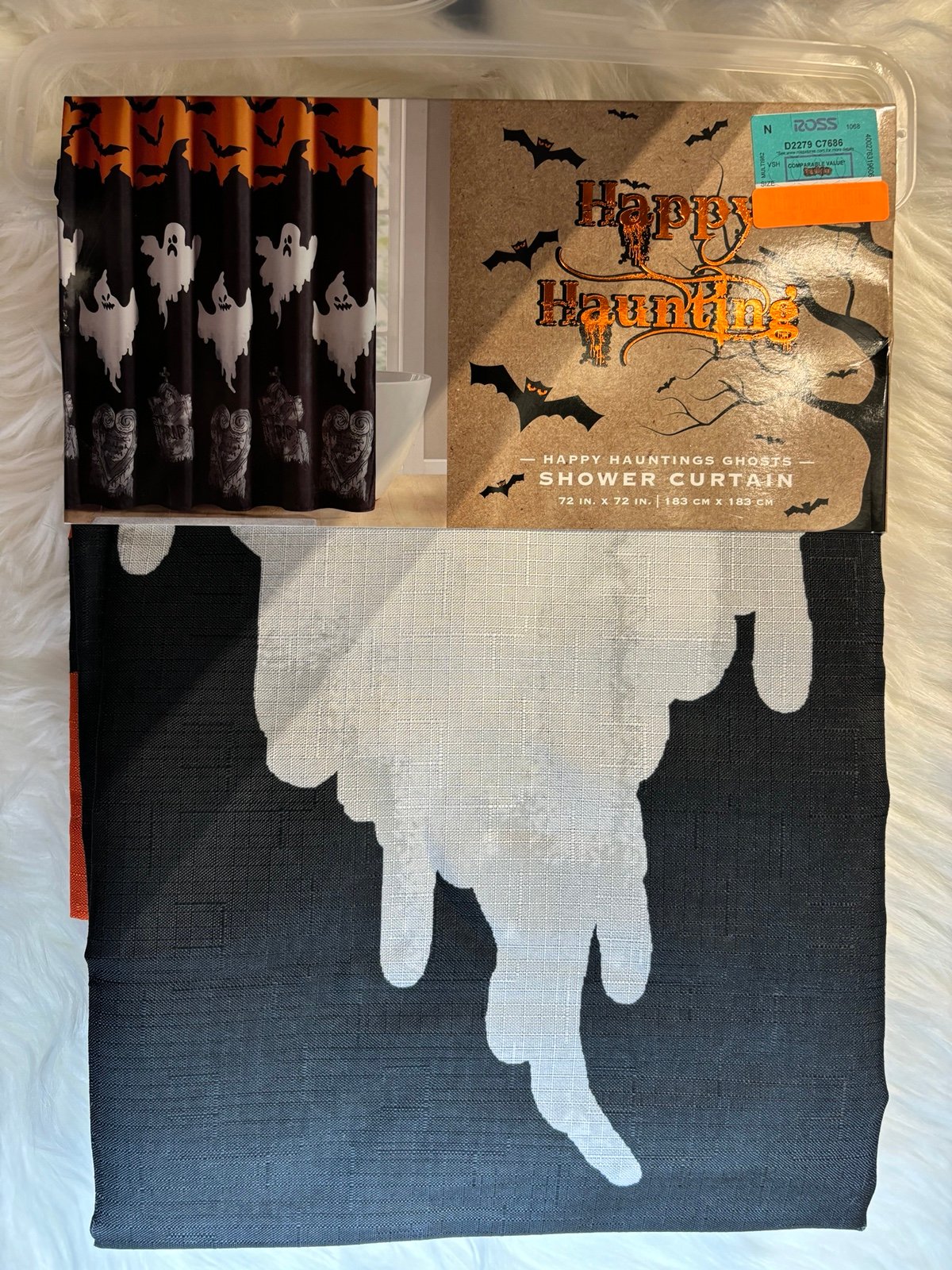 Happy Hauntings Ghost Shower Curtain