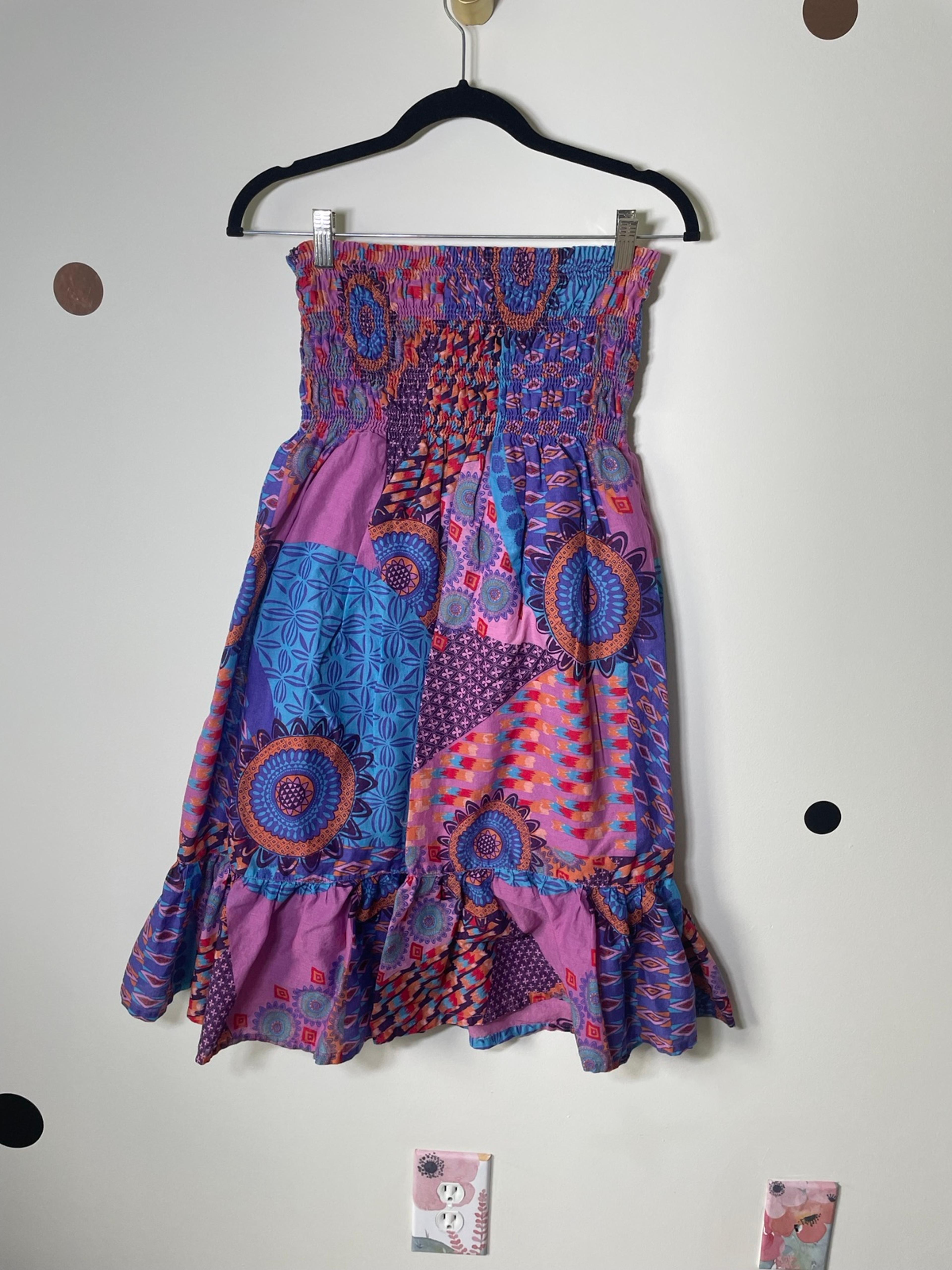 moda international paisley smocked strapless dress or maxi skirt