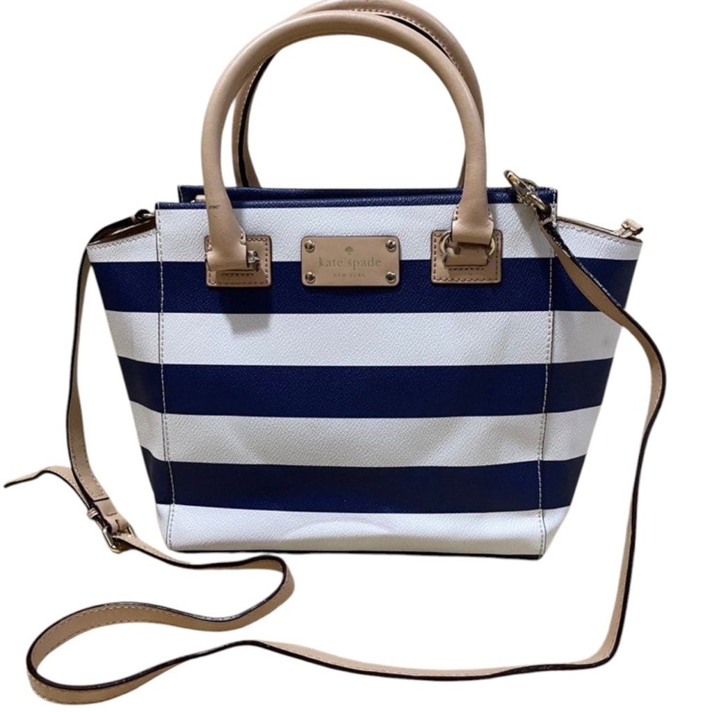 Kate Spade Camryn Wellesley Handbag Striped Navy and Cream