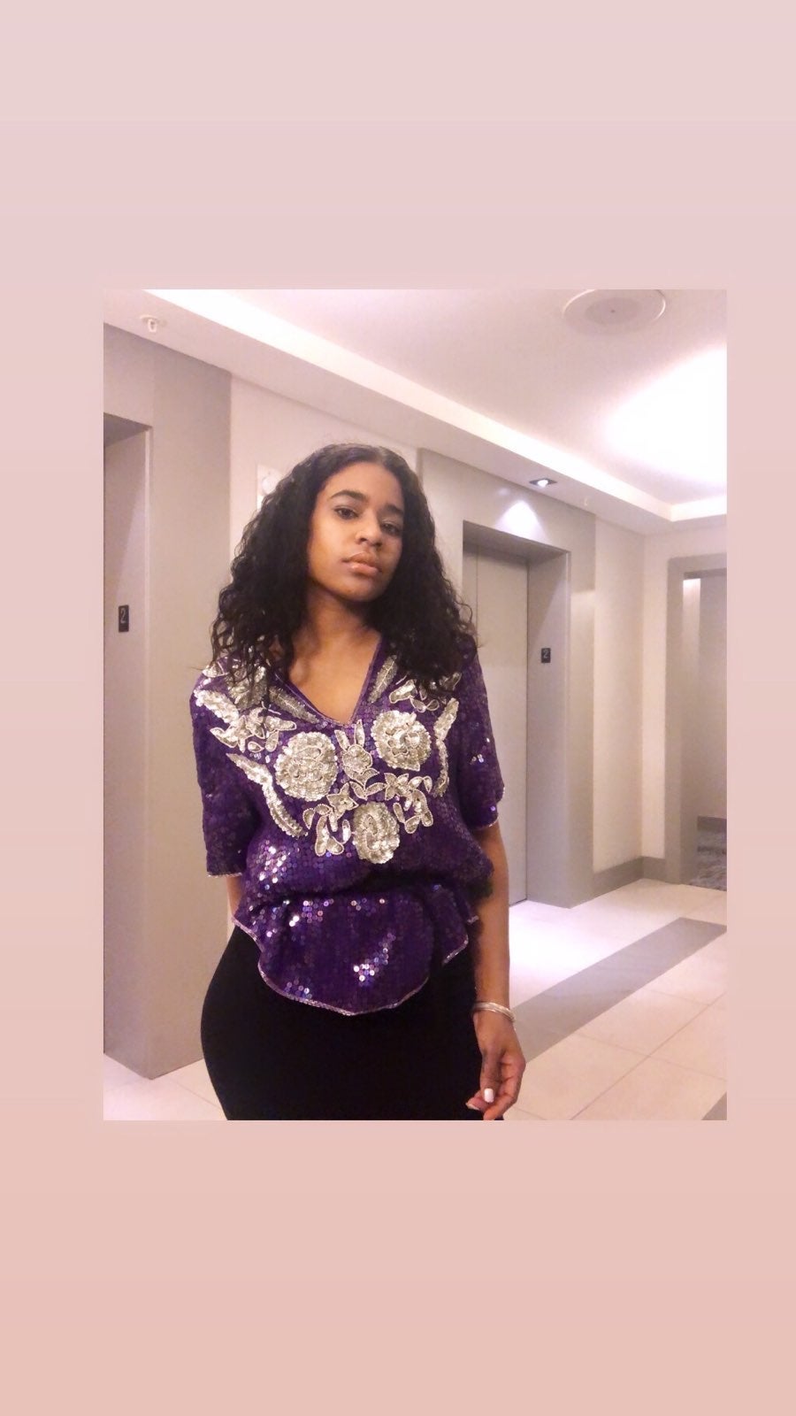 Vintage Silk Beaded Sequin Top