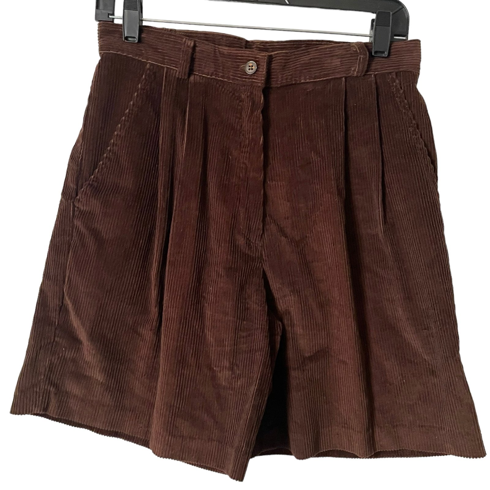 Jantzen Petite High Waisted Brown Corduroy Pleated Wide Leg Shorts, Size 10, EUC