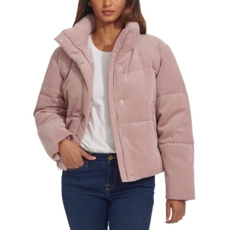 NEW Levi’s Corduroy Quilted Zip-Up Puffer Stand Collar Pink Jacket, Size XL