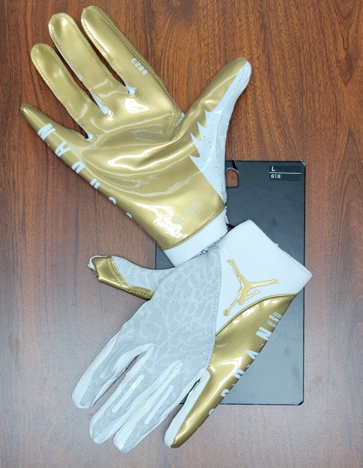 Nike Jordan Vapor Knit 4.0 Metallic Gold Football Receiver Gloves Size L
