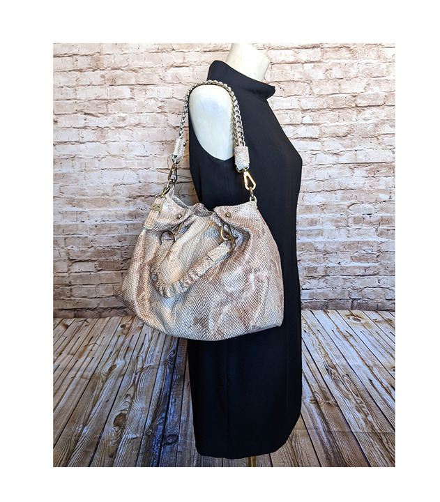 B COLLECTIVE BY BUXTON Snakeskin Embossed Leather Satchel NWT