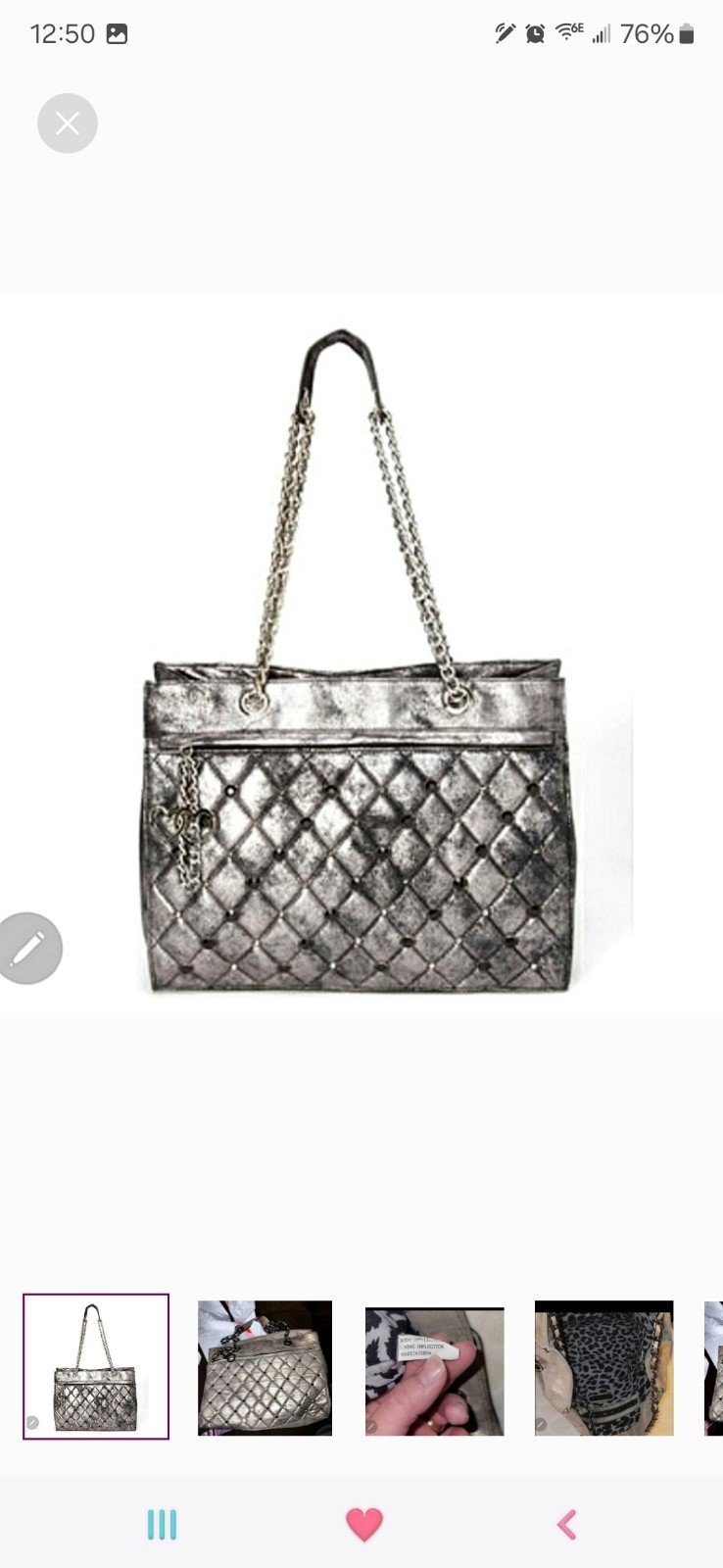 RARE BETSEY JOHNSON Glam Betsey Tote in pewter