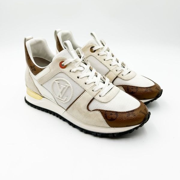 Louis Vuitton LV Monogram Run Away White Sneaker Tennis Shoes Size 37, 7