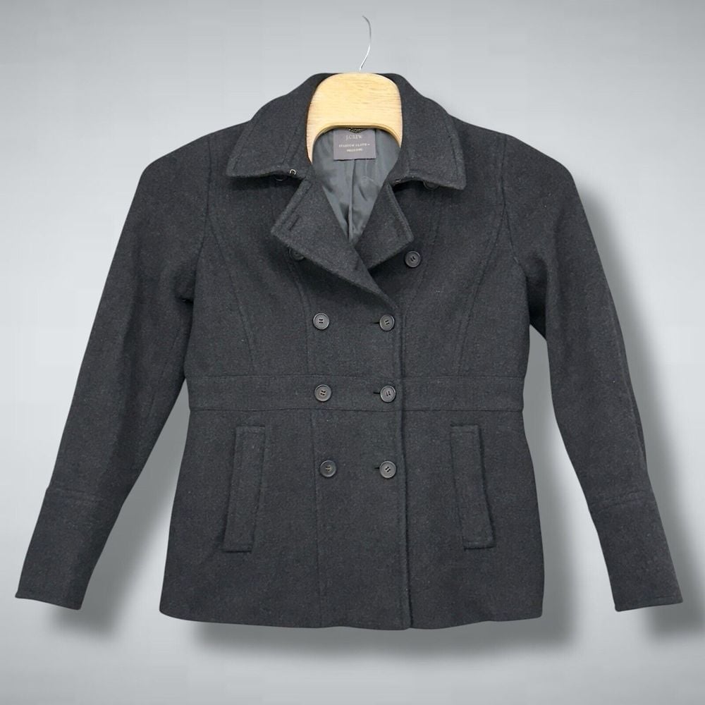 J. Crew Stadium Cloth by Nello Gori Wool Blend Double Breasted Pea Coat Large 12