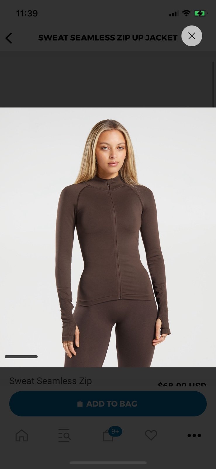 GYMSHARK Sweat Seamless Zip