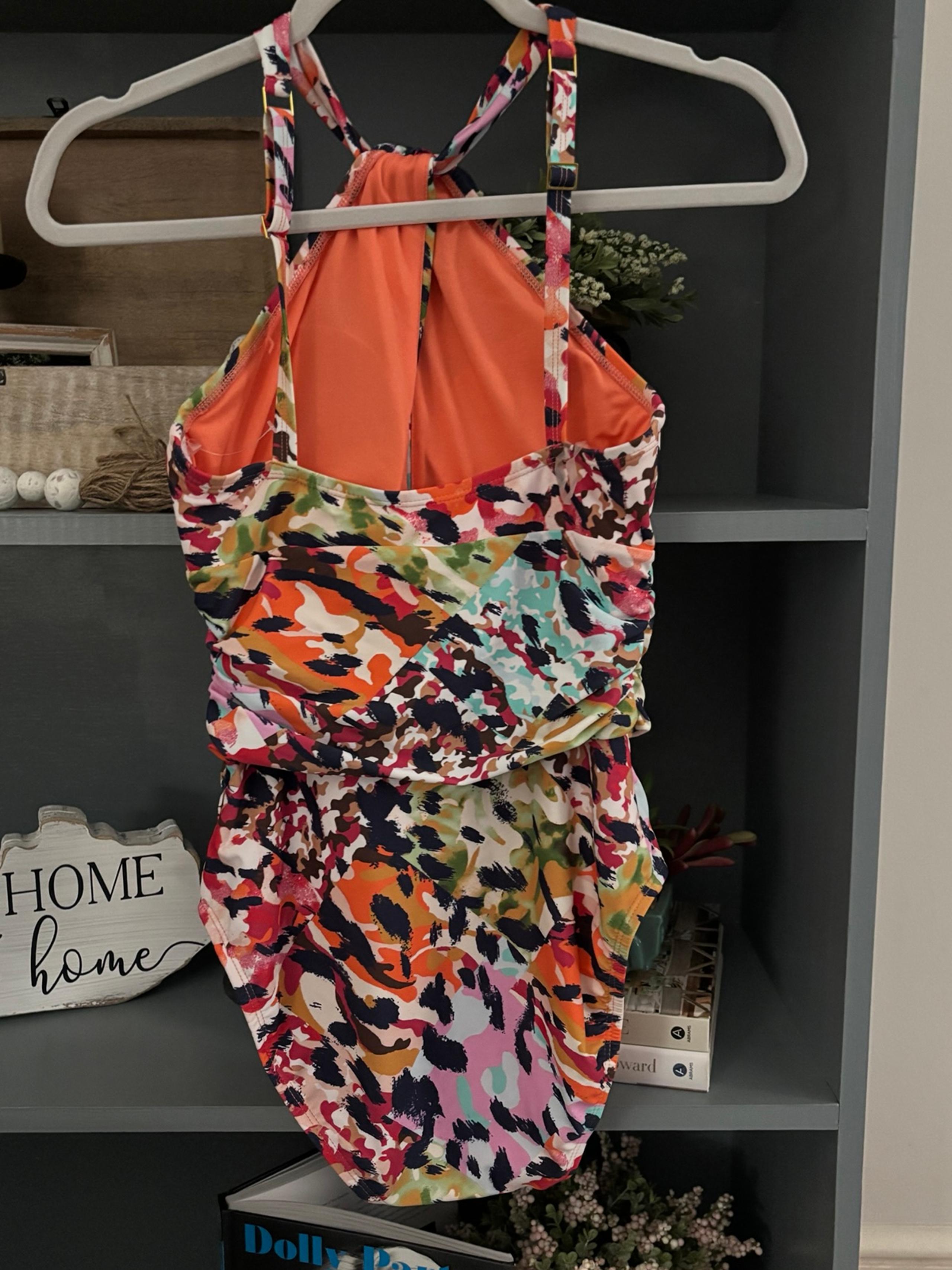 NWT Bleu Rod Beattie Colorful One Piece Swimsuit with High Neckline size 6