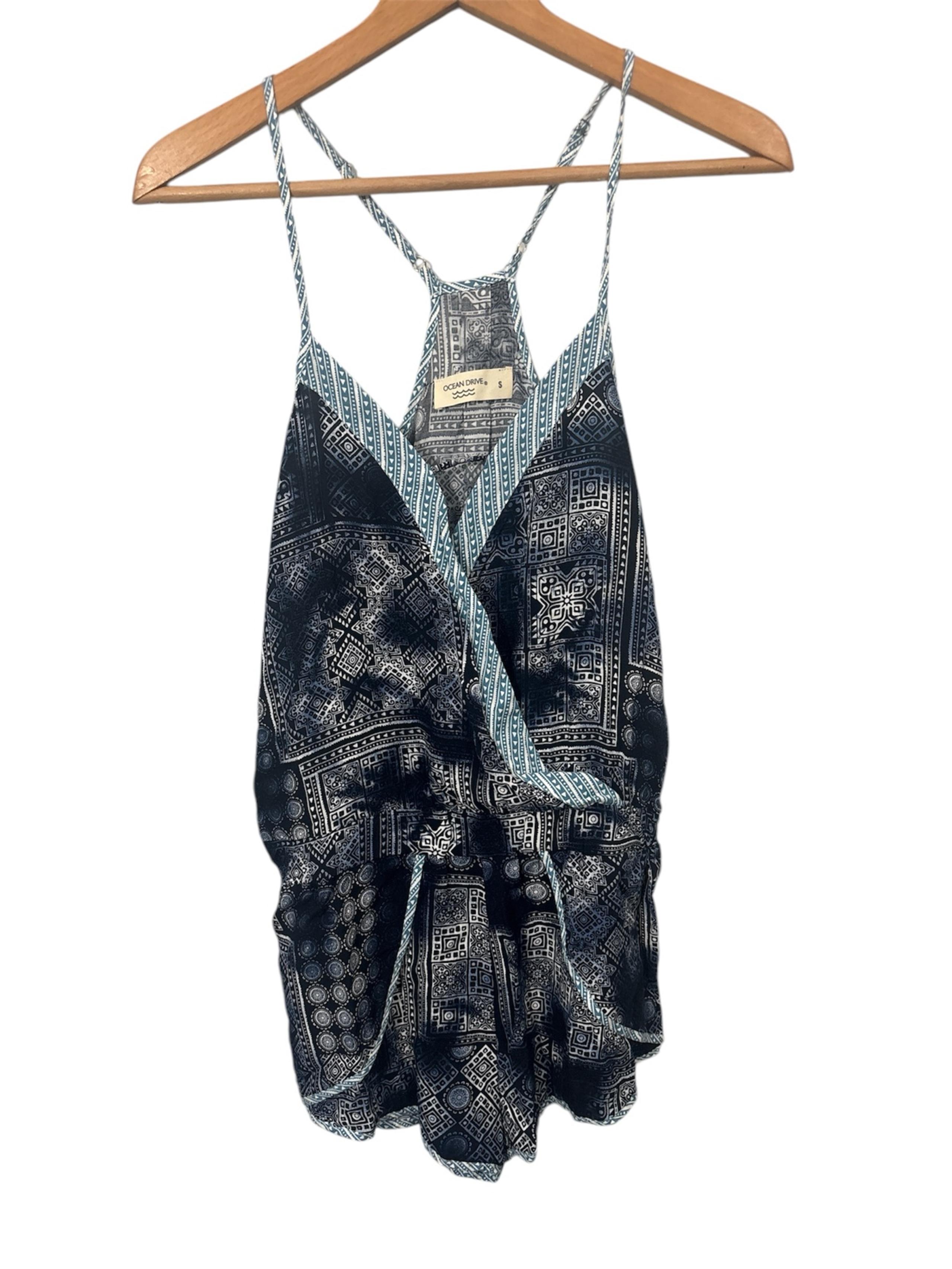 NWT Ocean Drive Romper Size Small Womens Geometric Print Summer Beach Ikat